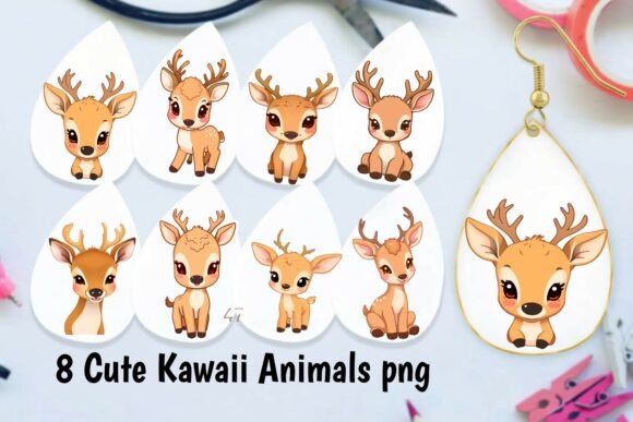 8 Cute Kawaii Deer PNG: Adorable Illustrations