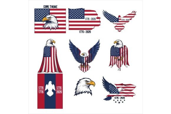 American Eagle Stickers: Bold Illustrations