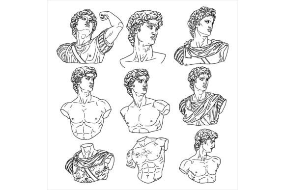 Ancient Greek Busts: Timeless Illustrations