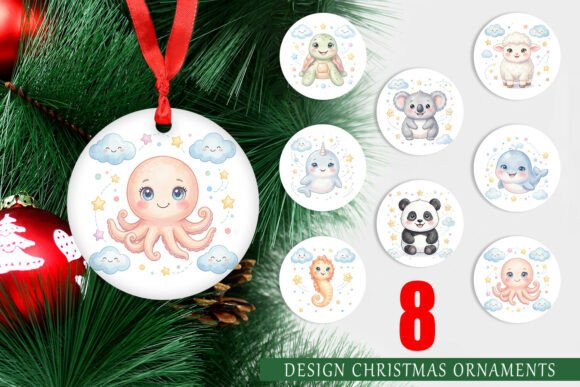 Celestial Animal Watercolor Ornament PNG for Illustrations