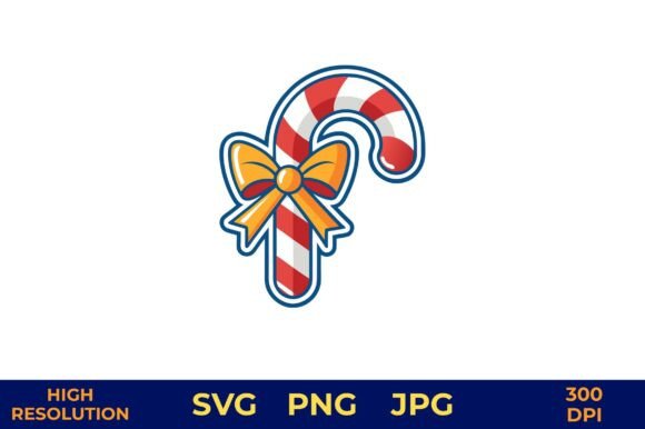 Cheerful Candy Cane Bow Illustrations Review