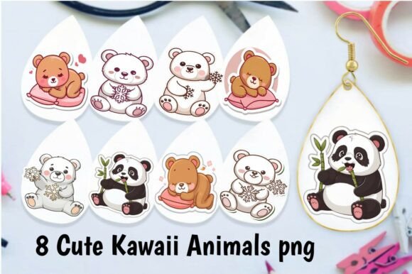 Cute Kawaii Winter Animals PNG Bundle: Illustrations for Branding