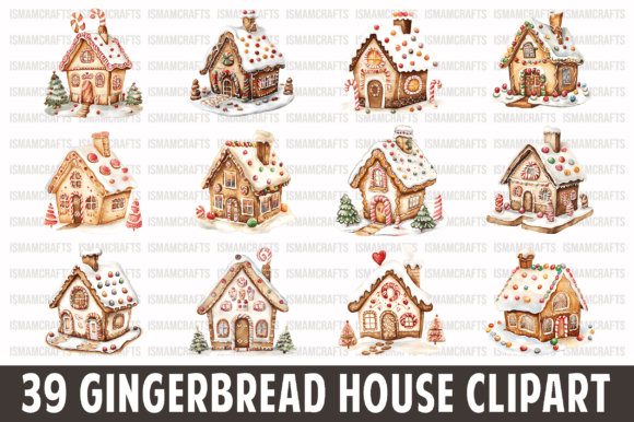 Gingerbread House Clipart Bundle PNG Freebies