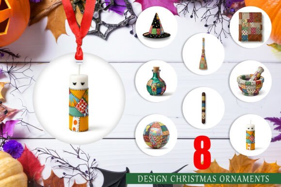 Halloween Patchwork Witch Ornament PNG Review