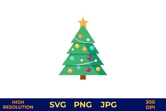 Holiday Tree with Colorful Decorations Illustrations