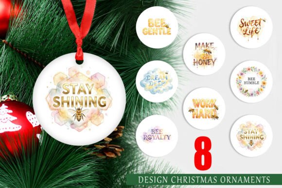 Honeycomb Bee Watercolor Ornament PNG for Illustrations