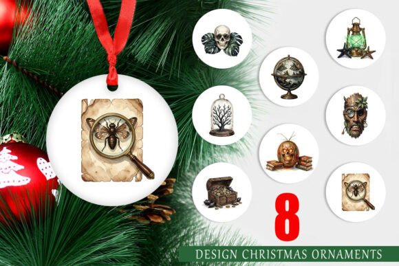 Macabre Gothic Scholar Desk Ornament PNG: Illustrations