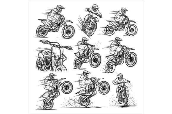 Motorcycle Rider Action Sequence Art Illustrations