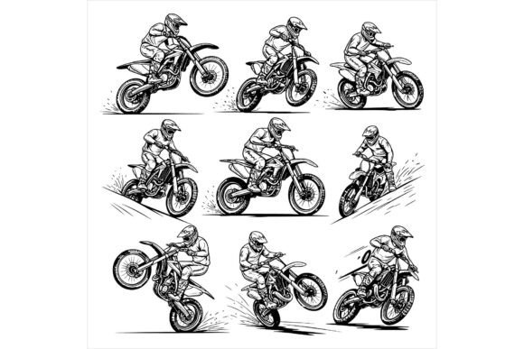 Motorcycle Rider in Action: Bold Illustrations