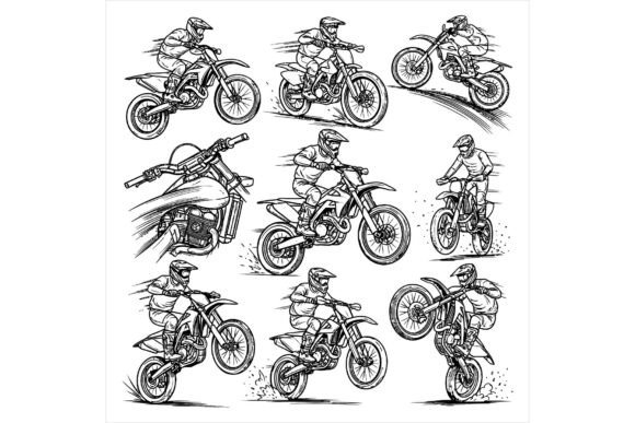 Motorcycle Riders Performing Tricks Illustrations
