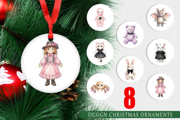 Pastel Goth Plushie Ornament PNG: Illustrations for Edgy Design