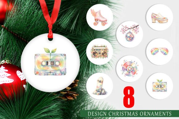 Retro 70s Roller Disco Art Ornament PNG Review