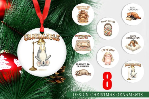Retro Watercolor Lazy Animal Ornament Illustrations