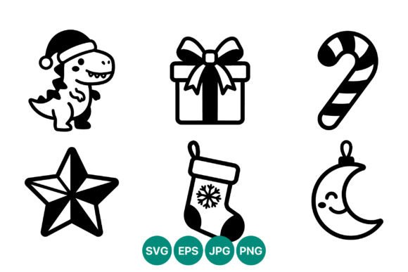 Reviewing Black and White Holiday Dino Illustrations