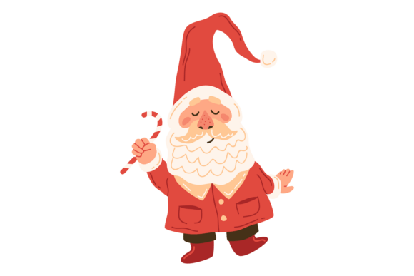 Santa Helper Hold Candy Cane: Minimal Ch Illustrations