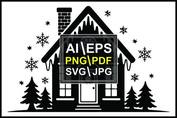 Silhouette Gingerbread House Snowflakes: Illustrations