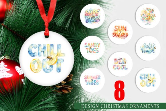 Tropical Summer Bee Watercolor Ornament Illustrations