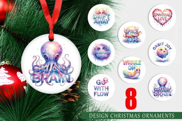 Watercolor Alien Quote Ornament & Illustrations