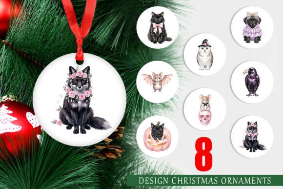 Watercolor Coquette Halloween Ornament: Illustrations