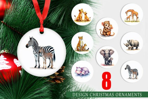 Watercolor Safari Baby Animal Ornament & Illustrations