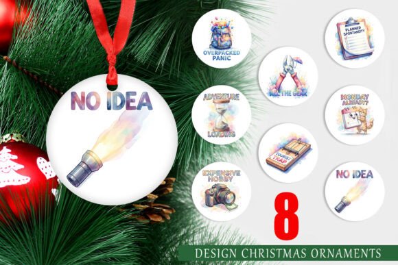 Watercolor Sarcastic Gear Ornament PNG & Illustrations