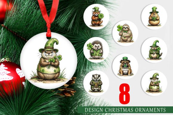 Watercolor St Patrick's Animal Ornament Illustrations