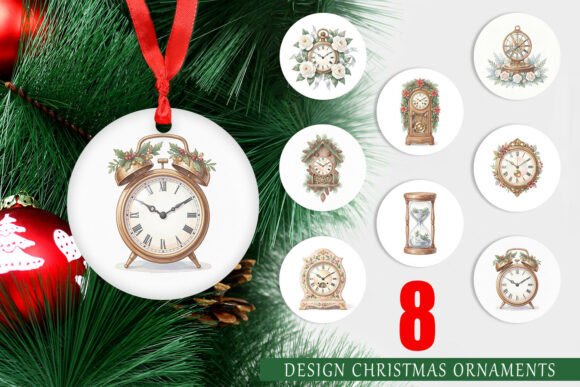 Watercolor Winter Timepiece Ornament Illustrations Review