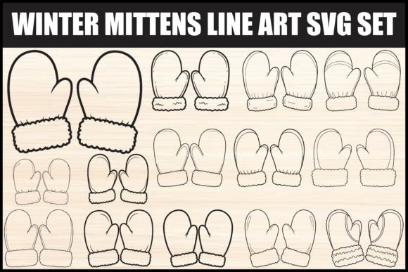 Winter Mittens Line Art Svg Set: Illustrations for Design