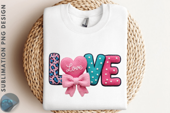 Yarn Crochet Love Valentines PNG for Branding